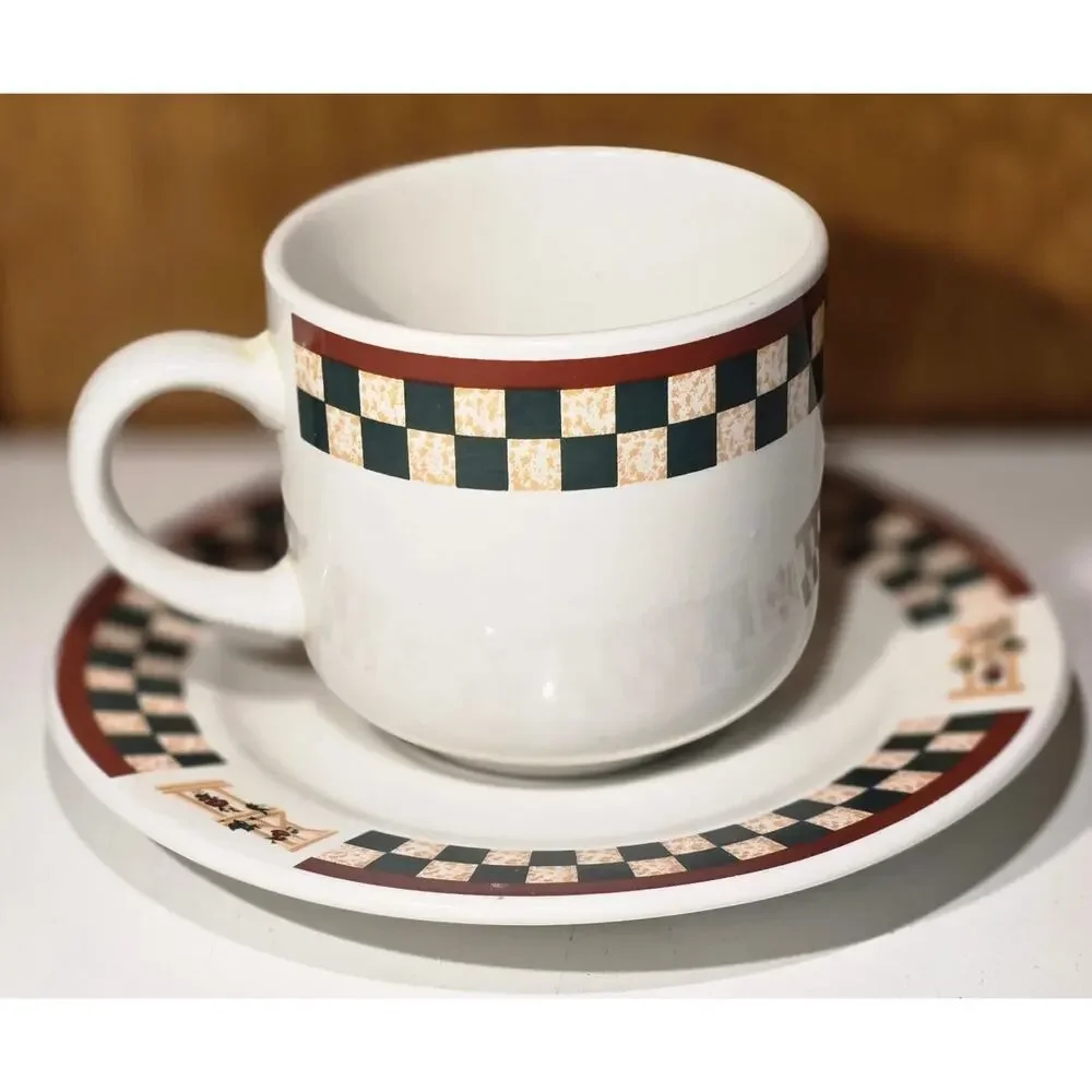 Betty Crocker Country Inn Collection Rooster Cup & Saucer Stoneware Set